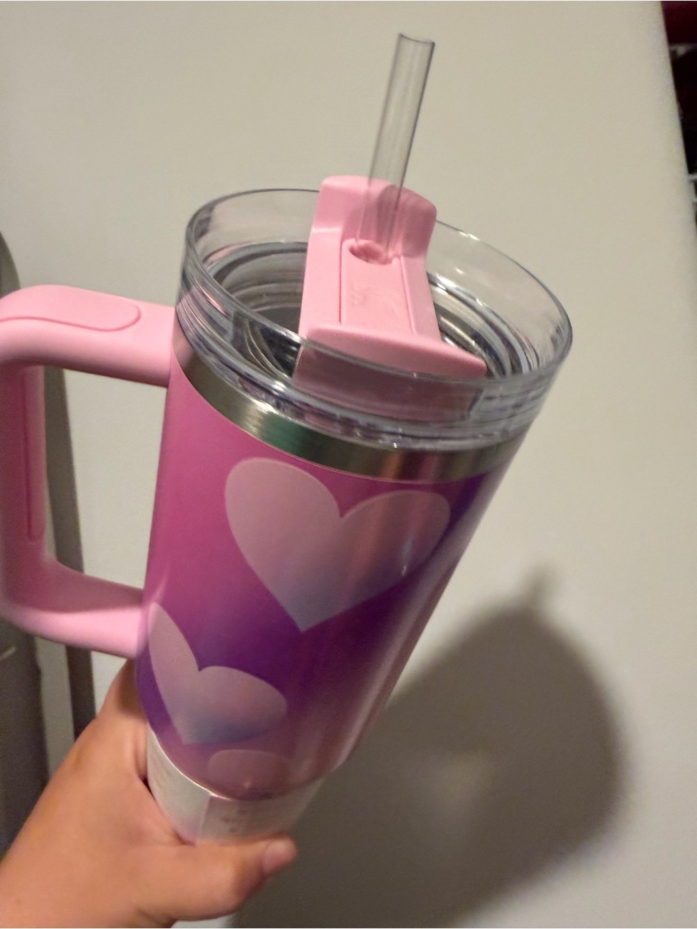 Stanley Pink 30 oz Quencher H2.0 Tumbler - Gradient Heart Design - Picture 3 of 3